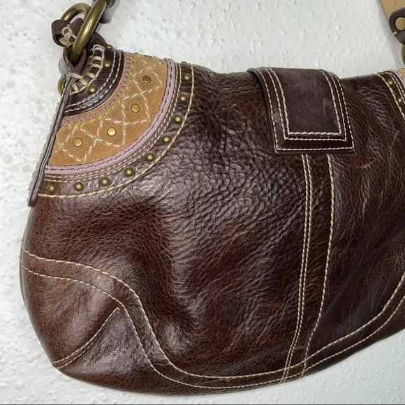 VTG COACH BOHO 90 Y2k Leather & Suede Brown Soho flap 10479  VERY RARE Bag - Picture 12 of 13